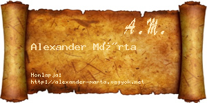 Alexander Márta névjegykártya