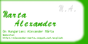 marta alexander business card